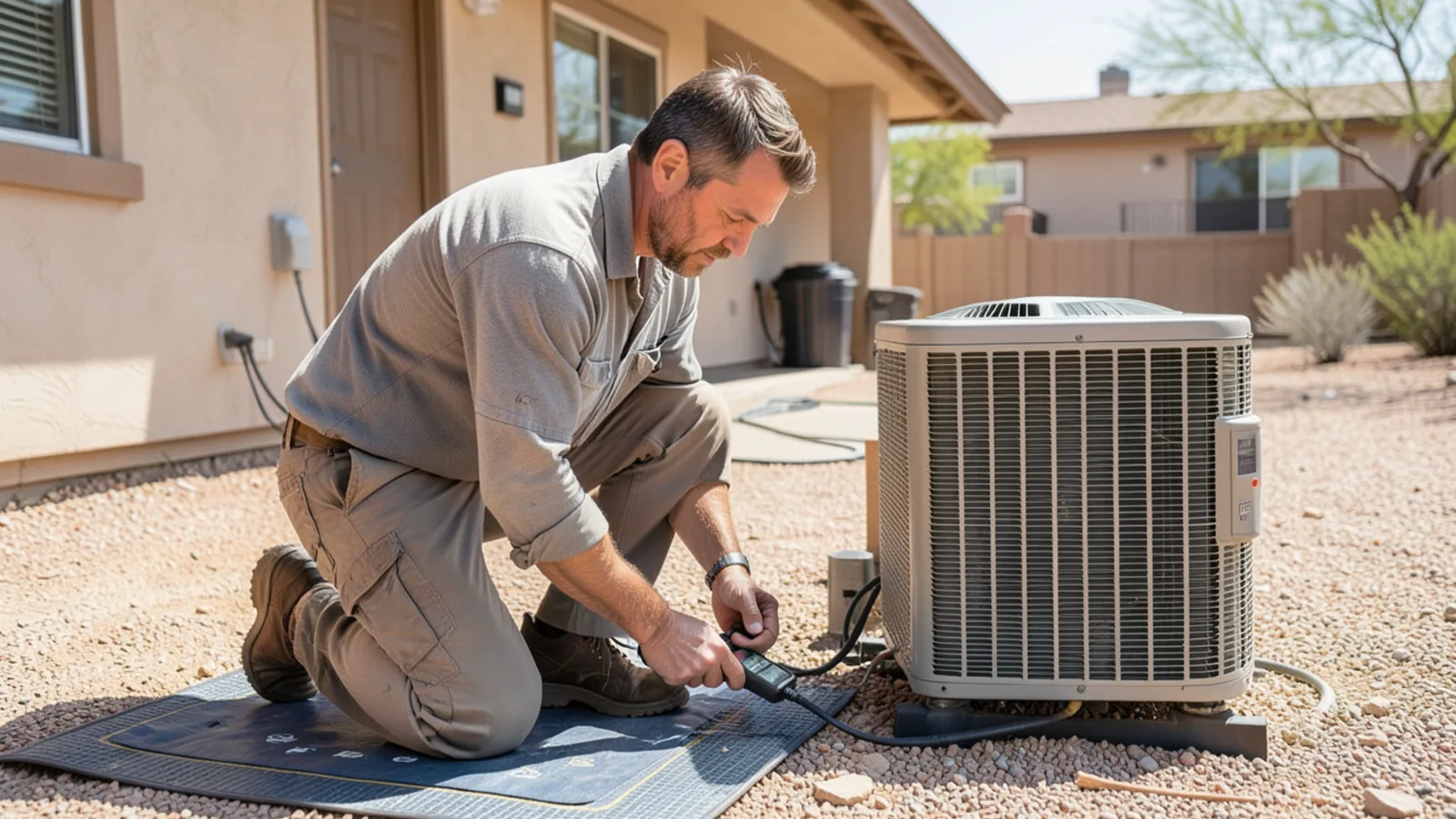 AC repair diagnostic manifold gauges in Apache Junction