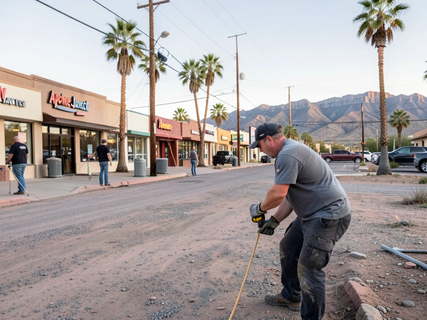 Commercial street view along Apache Trail in Apache Junction Arizona