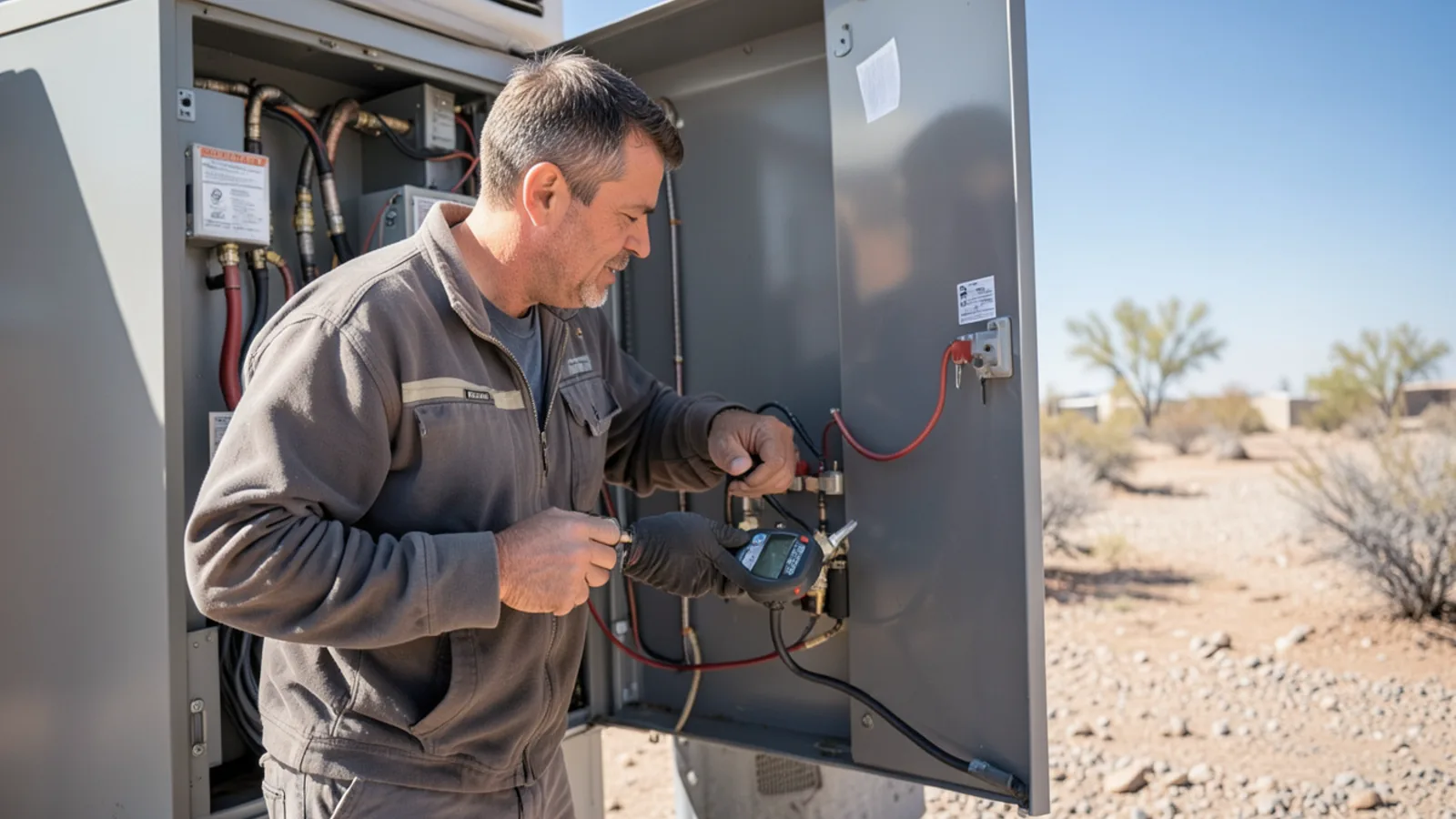 Heat pump reversing valve and electrical compartment inspection