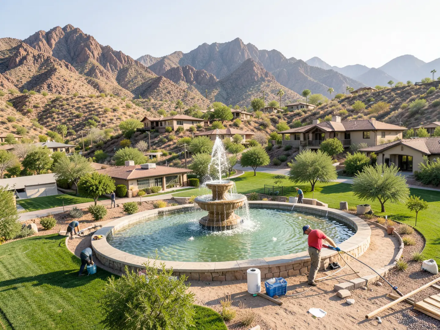 Scenic view overlooking Fountain Park and surrounding foothills